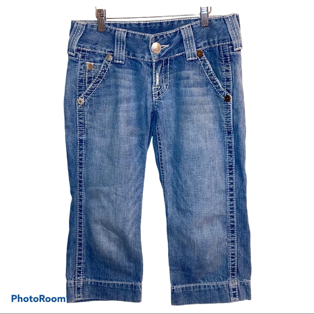 True Religion Sammy Big T Jean Capris Denim Crop Pants Size 27